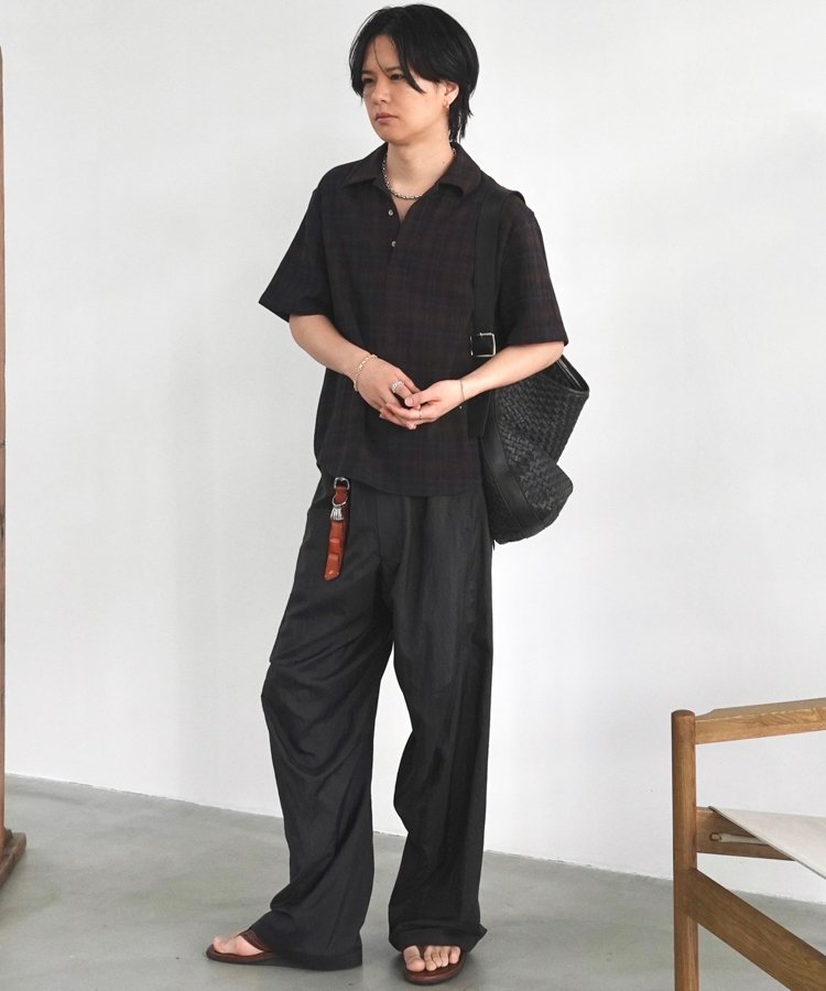 LIDNM CREPE COTTON PLAID SHIRT Lサイズ LIDNM / Llife ONLINE STORE / CREPE COTTON PLAID SHIRT