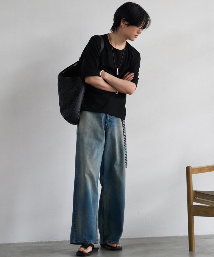 Lidnm AGED PIMA DRIFT TEE M ブラック LIDNM / Llife ONLINE STORE / AGED PIMA DRIFT TEE