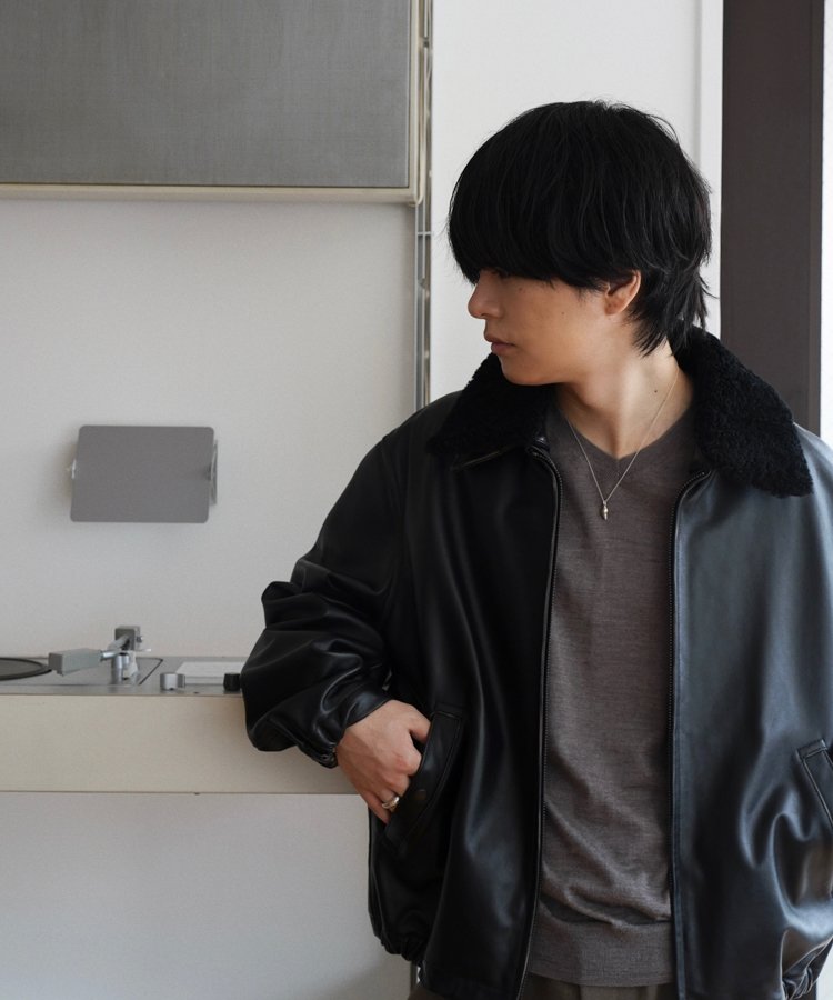 W/Si/Ca 18G V Neck Knit　ASH BLACK 長袖 黒 LIDNM / Llife ONLINE STORE / W/Si/Ca 18G V Neck Knit