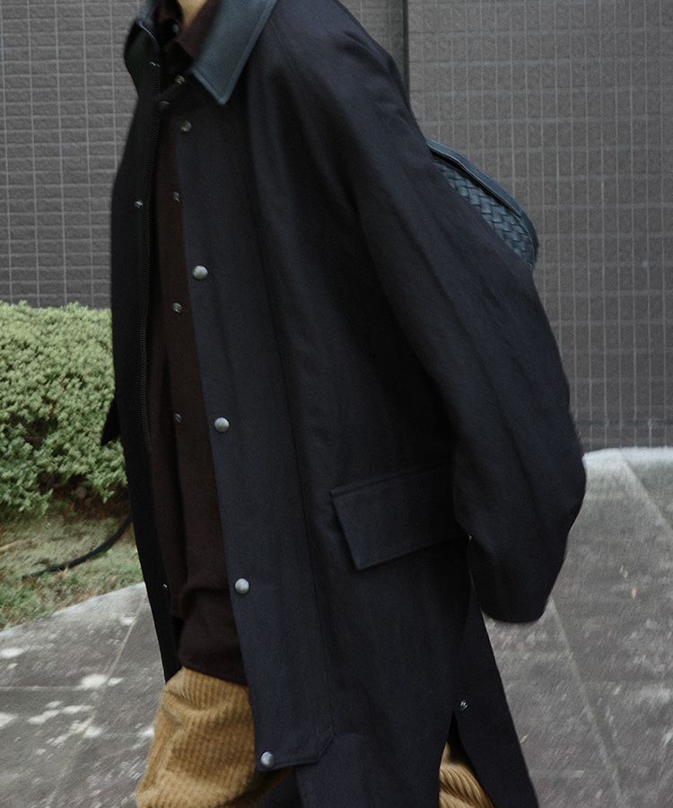 LIDNM / Llife ONLINE STORE / Cow Hide Collar Riding Coat