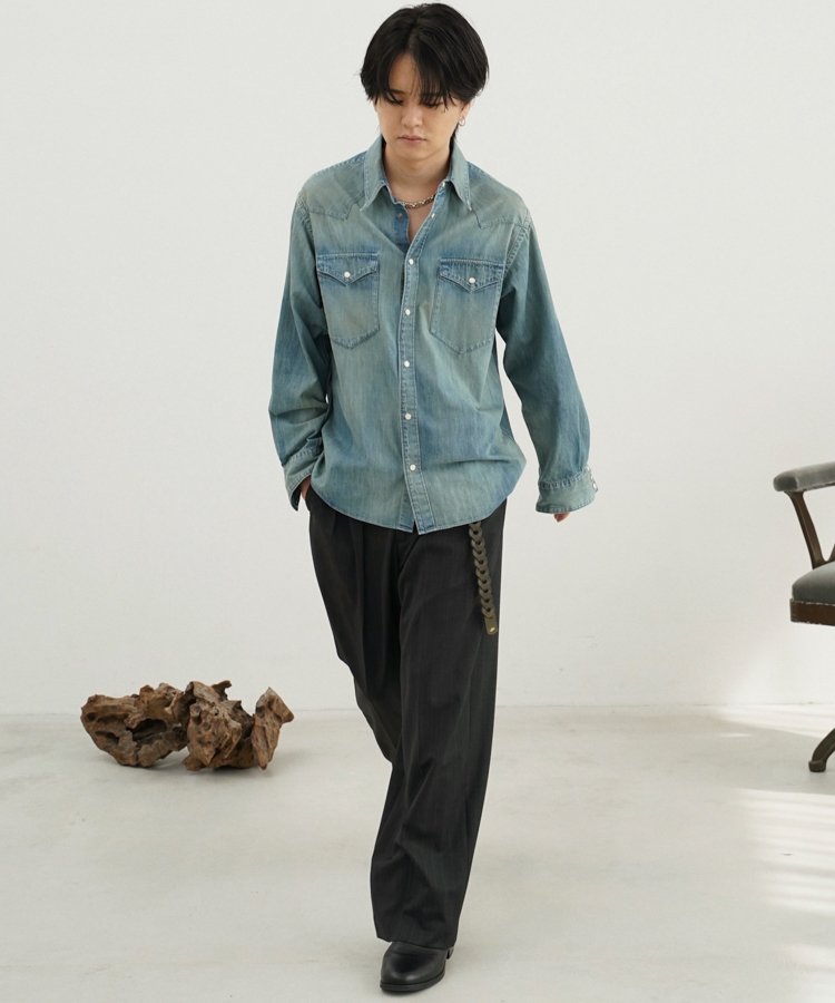 LIDNM　Llife LEATHER CHAIN BELT　PEACOCK　青 LIDNM / Llife ONLINE STORE / Llife LEATHER CHAIN BELT