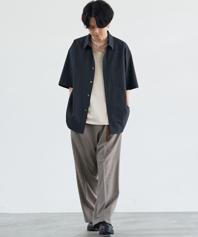 SUMMER WOOL WIDE SLACKS 【ブラック】