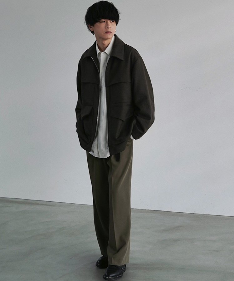 LIDNM WOOL BACKSATIN STRAIGHT SLACKS 安く WOOL Mサイズ カーキ SLACKS STRAIGHT BACKSATIN スラックス
