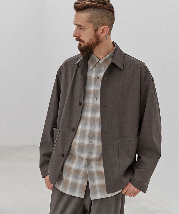 ー品販売 LIDMN リドム CUPRO チャコール JK SHIRT RATINE - カバーオール