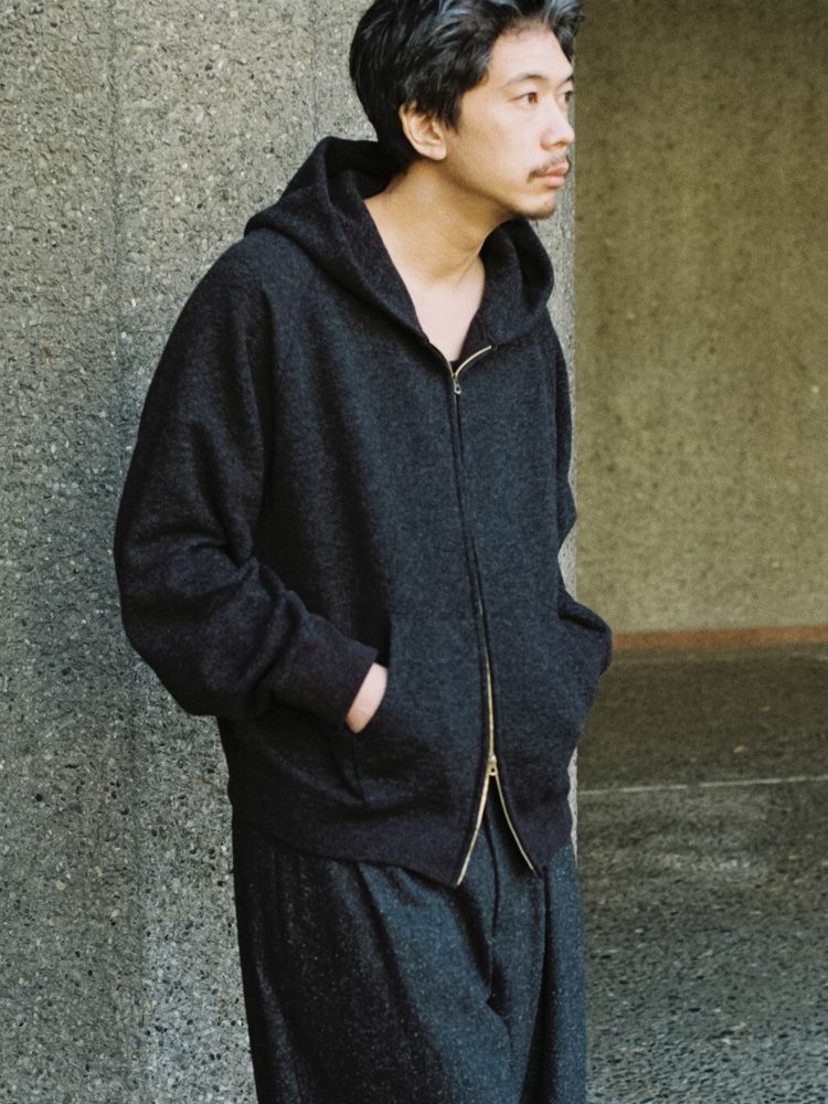 WOOL CASHMERE ZIP HOODIE