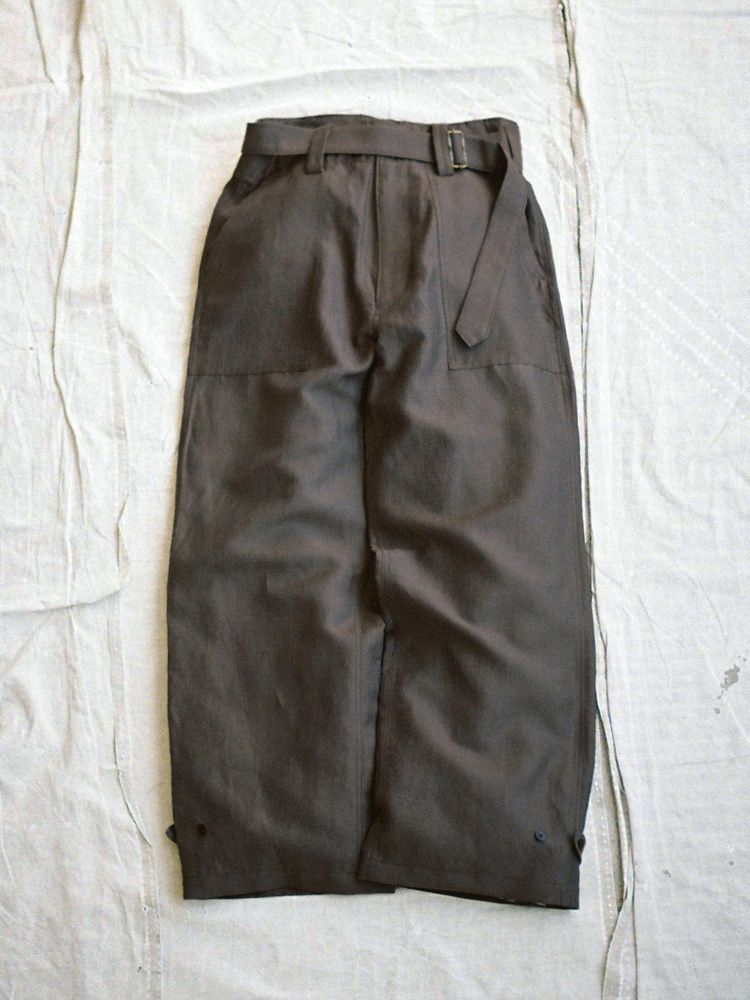 WOOL LINEN  BELTED PANTS