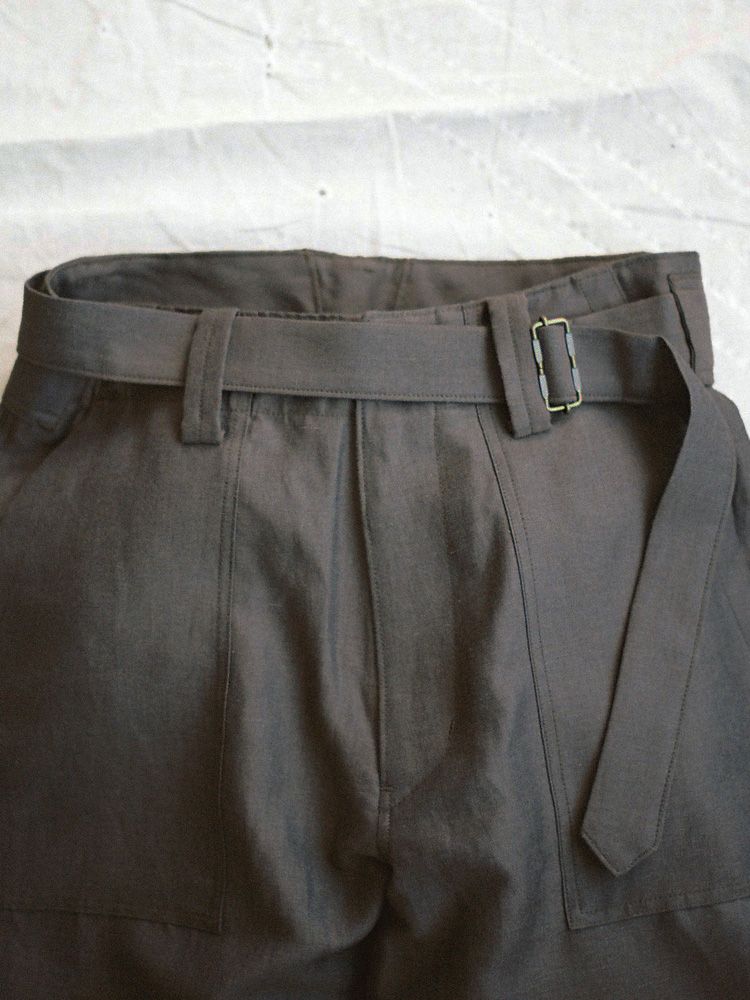 WOOL LINEN  BELTED PANTS