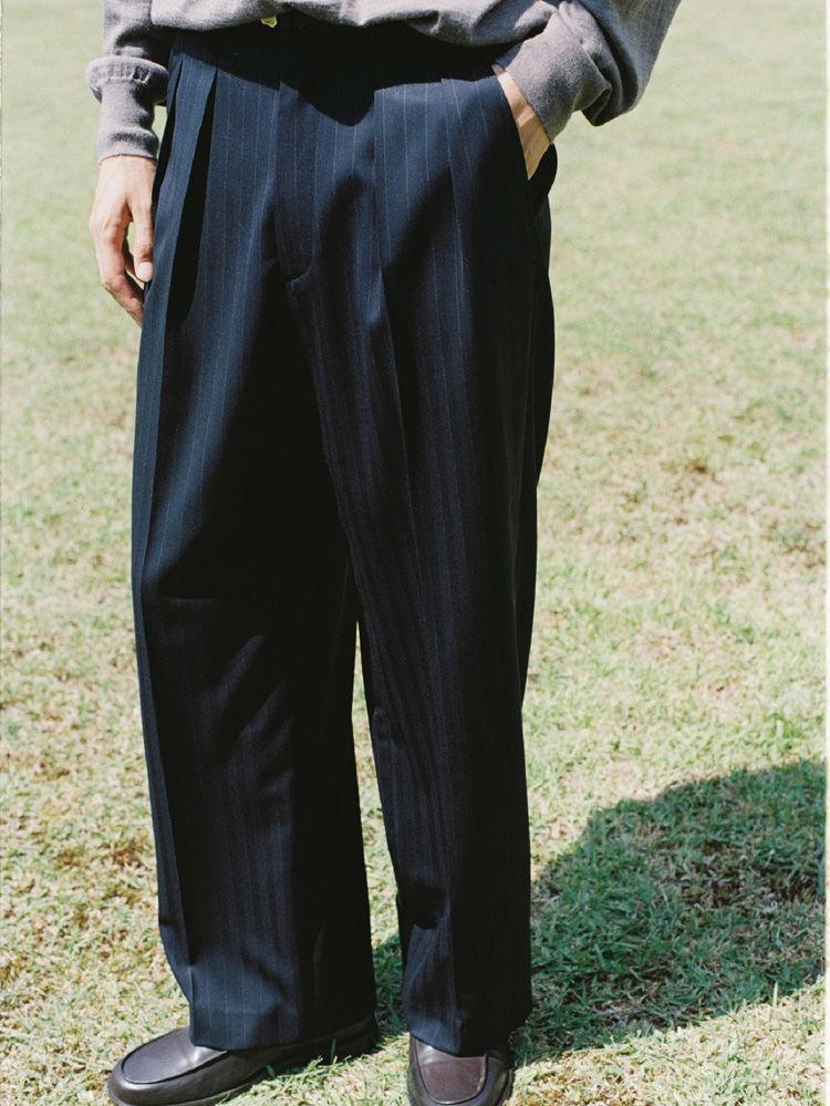 Wool Chalk Stripe Slacks