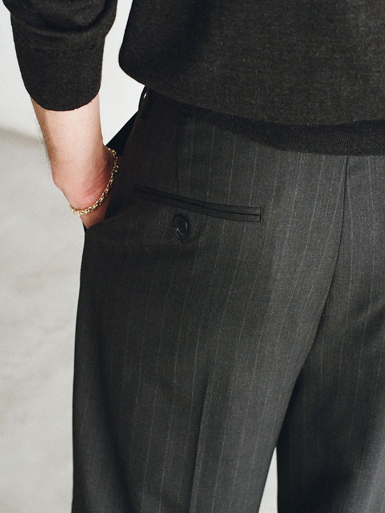Wool Chalk Stripe Slacks