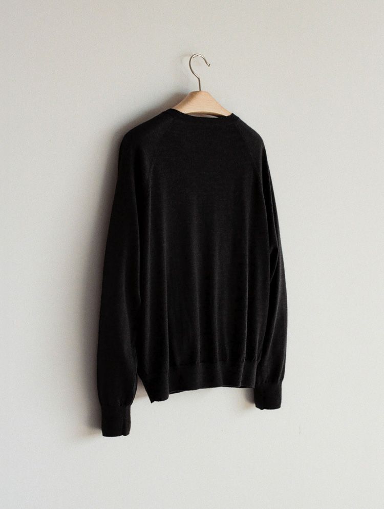W/Si/Ca 18G V Neck Knit　ASH BLACK　黒 長袖 LIDNM / Llife ONLINE STORE / W/Si/Ca 18G V Neck Knit