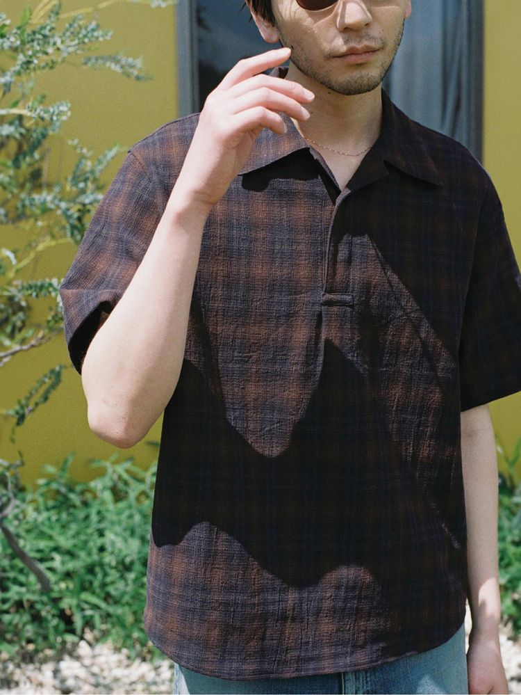高価値セリー LIDNM / SHIRT PLAID COTTON CREPE / STORE ONLINE Llife トップス