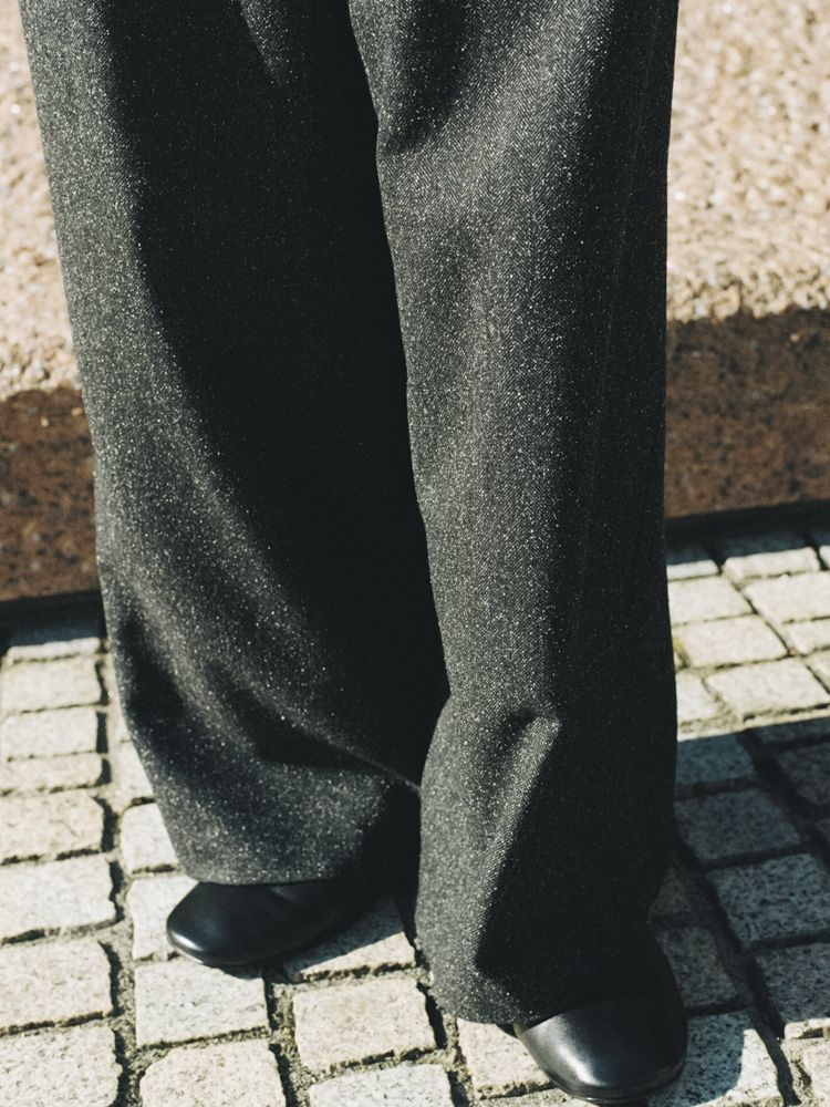 SILK NEP WOOL PANTS