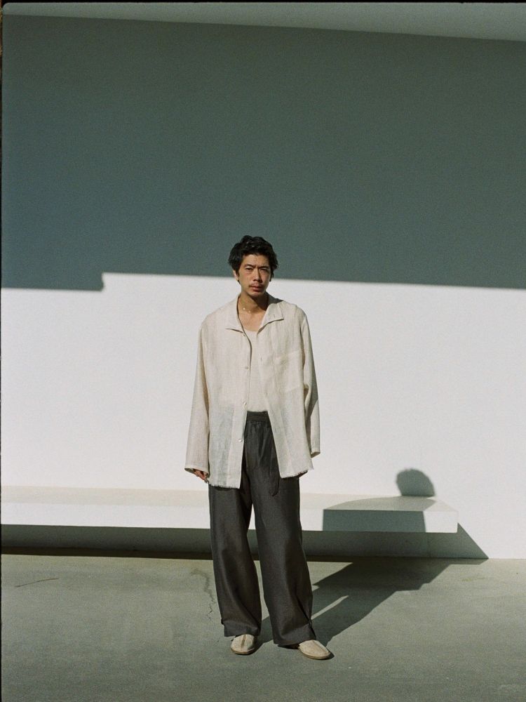 WOOL LINEN  BELTED PANTS