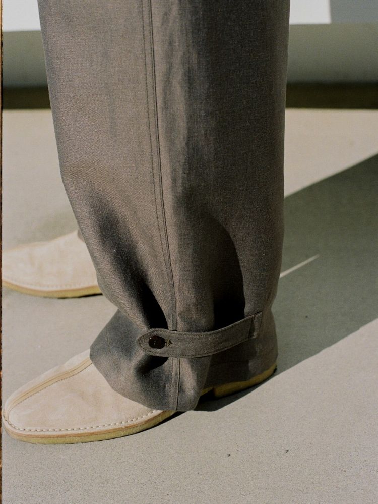 WOOL LINEN  BELTED PANTS
