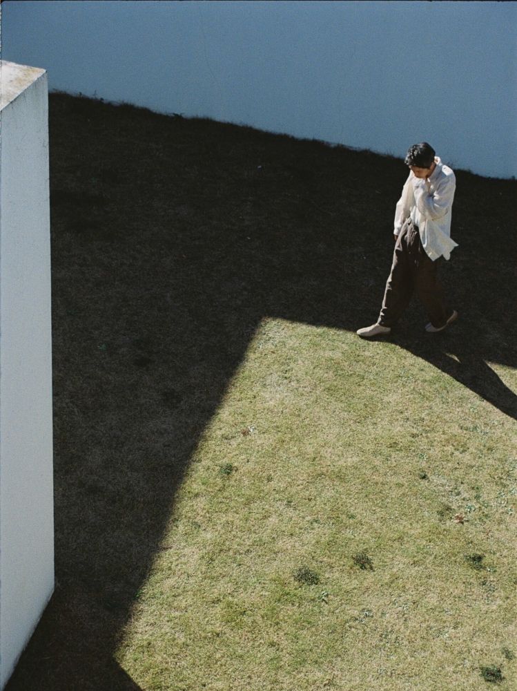 WOOL LINEN  BELTED PANTS