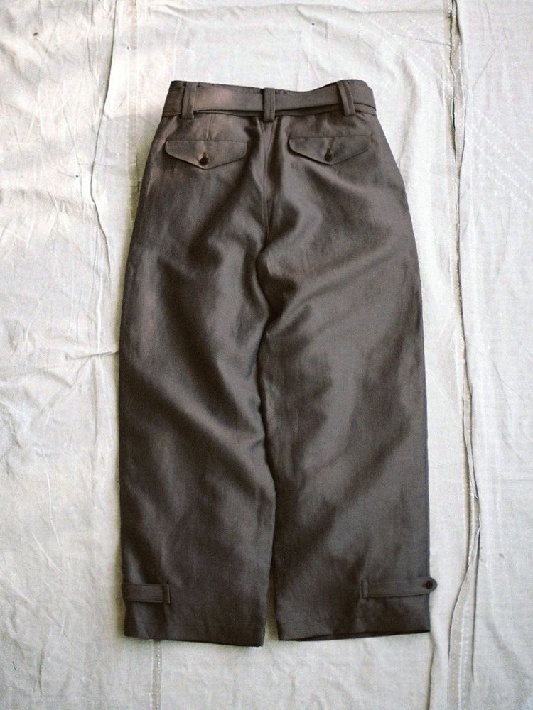 WOOL LINEN  BELTED PANTS