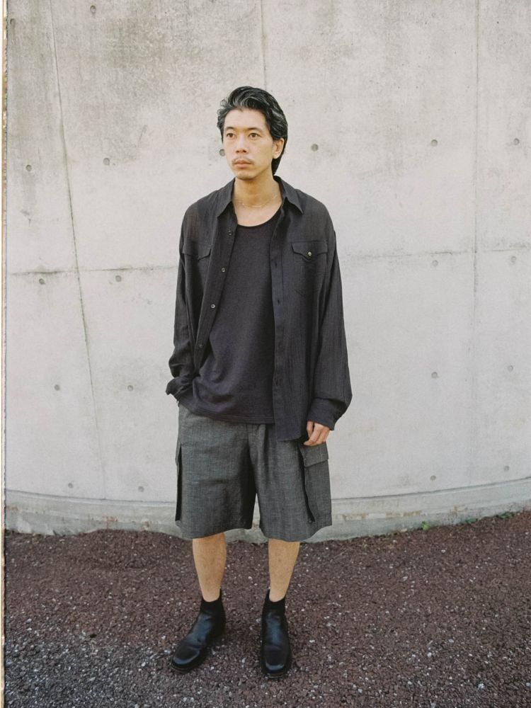 LINEN WOOL PINHEAD SHORTS