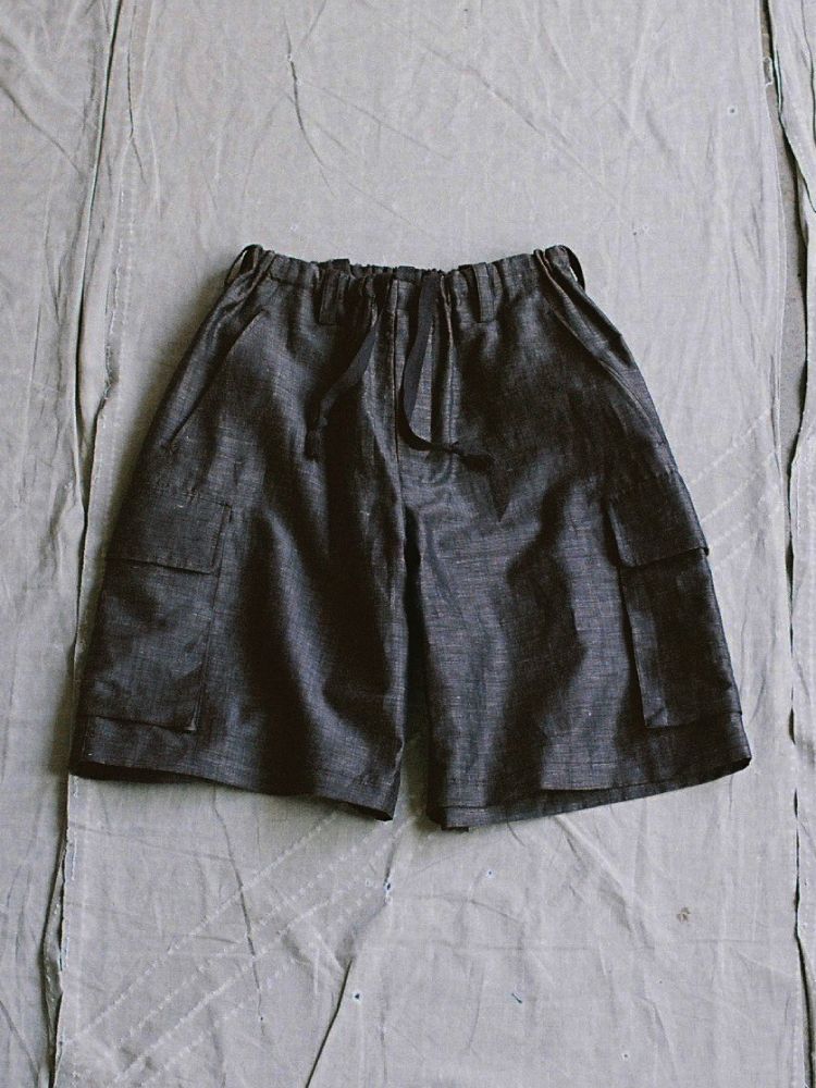 LINEN WOOL PINHEAD SHORTS