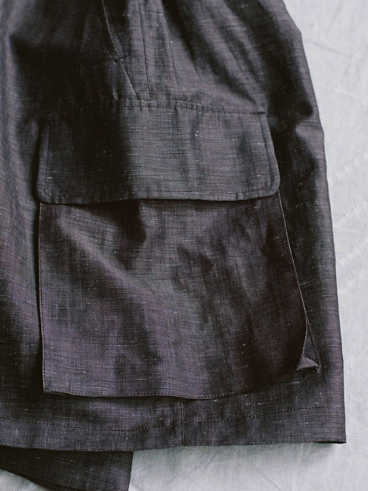 LINEN WOOL PINHEAD SHORTS