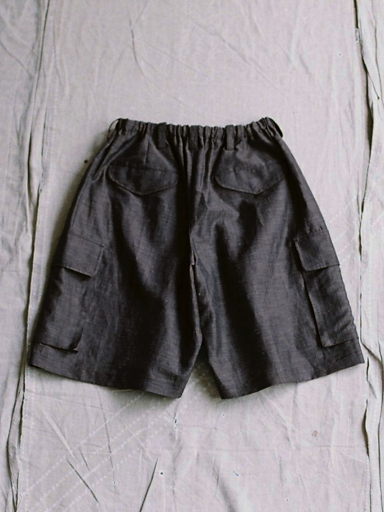 LINEN WOOL PINHEAD SHORTS
