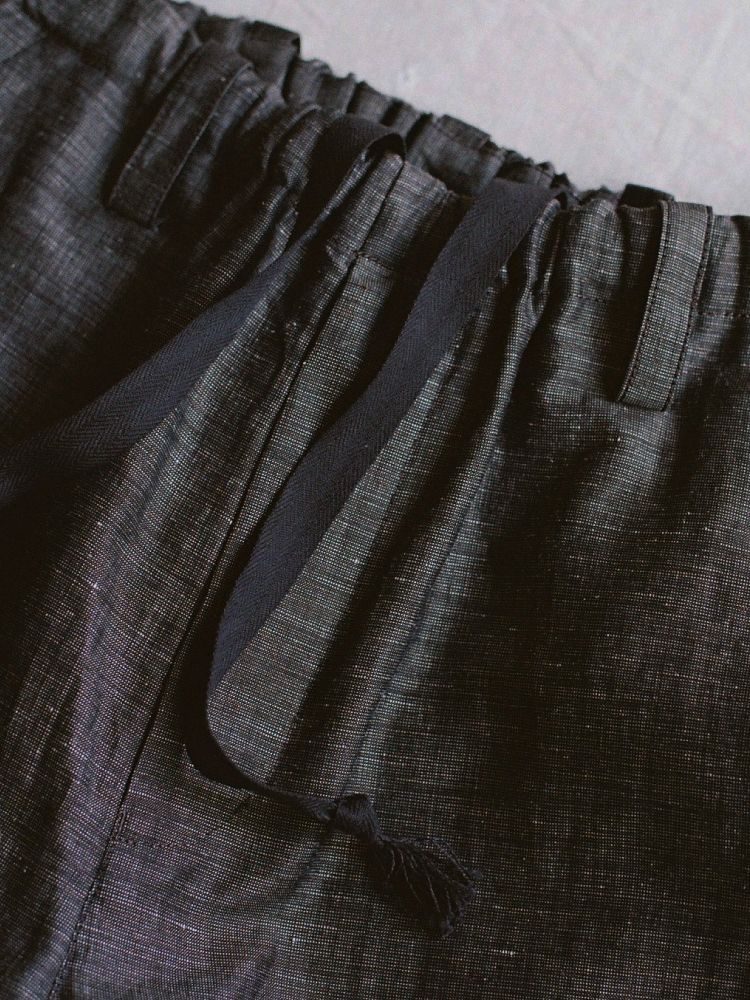 LINEN WOOL PINHEAD SHORTS