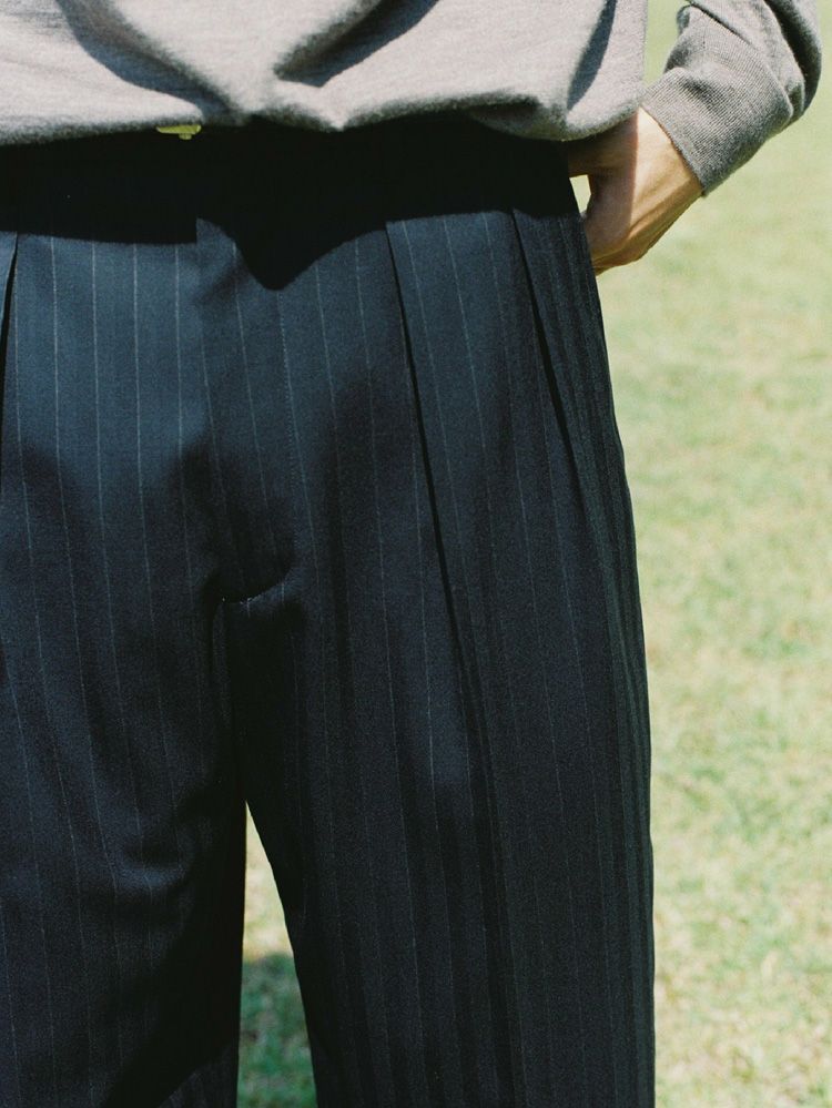 Wool Chalk Stripe Slacks