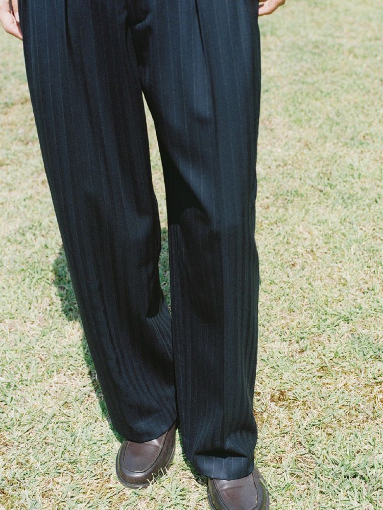 Wool Chalk Stripe Slacks