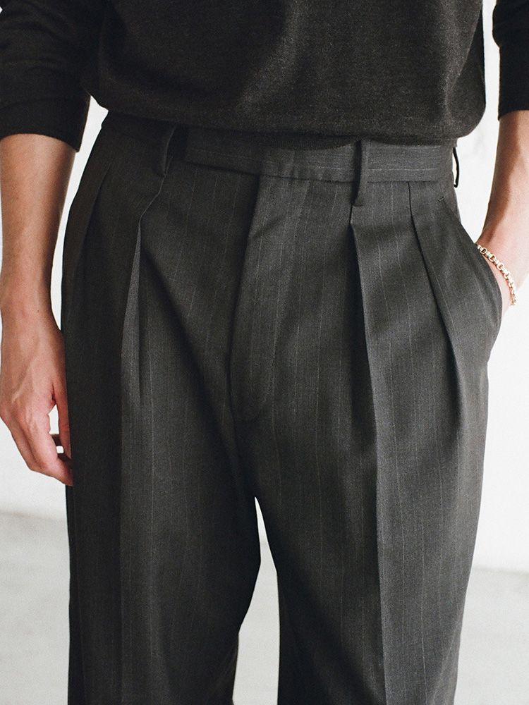 Wool Chalk Stripe Slacks