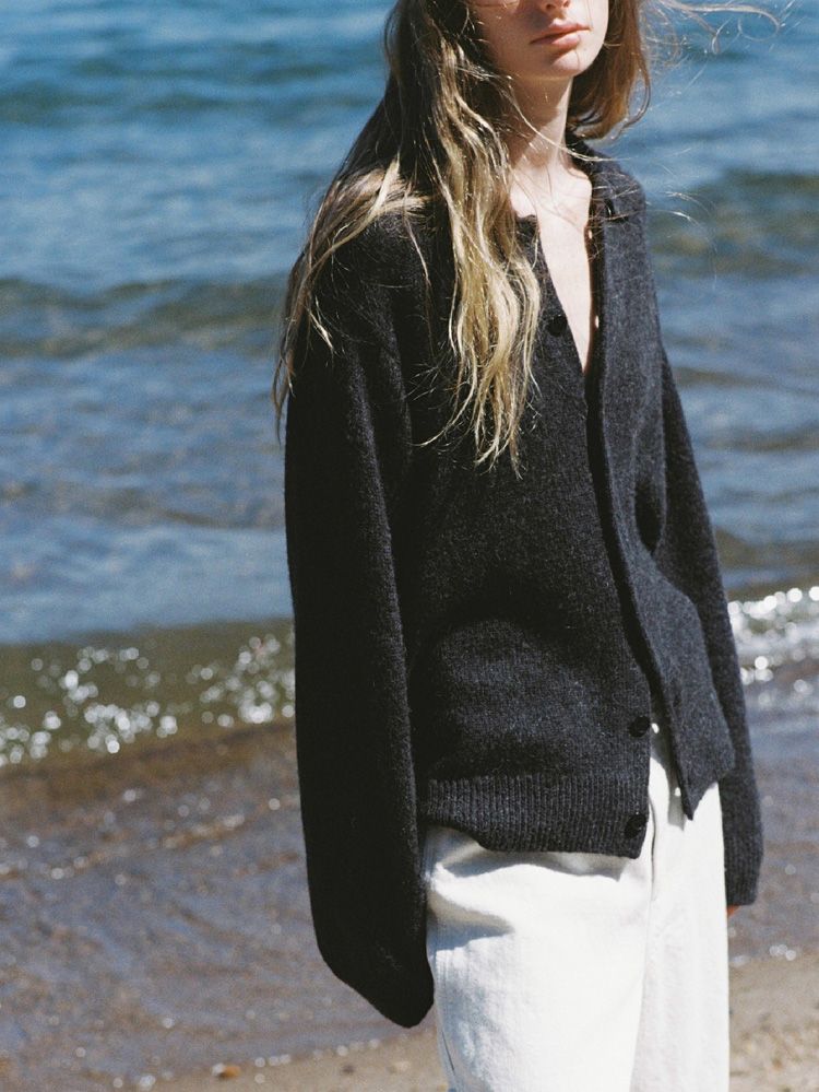 Alpaca Knit Shirt Cardigan