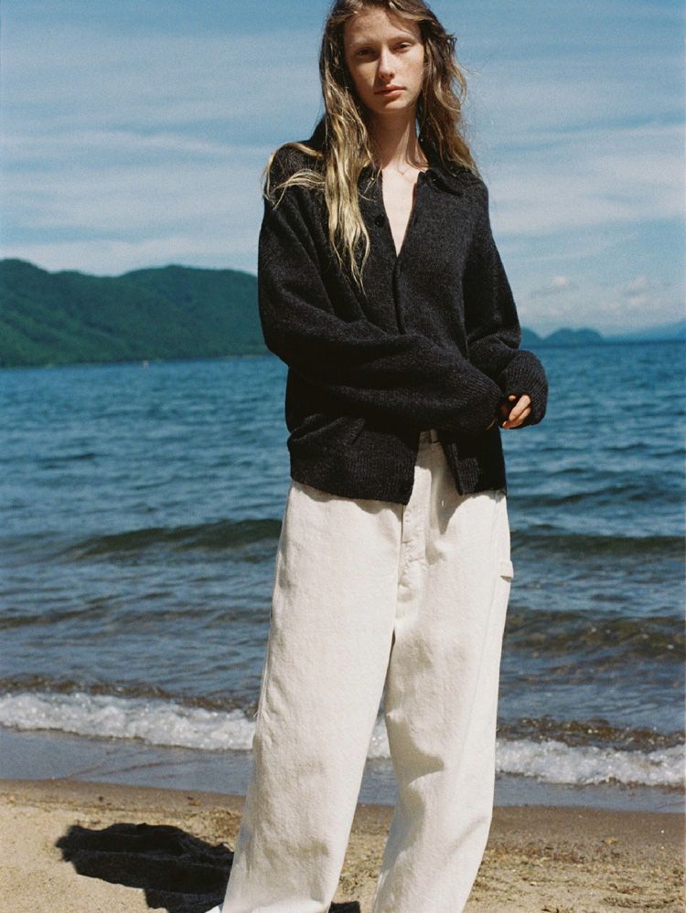 Alpaca Knit Shirt Cardigan