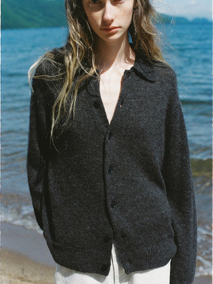 Alpaca Knit Shirt Cardigan