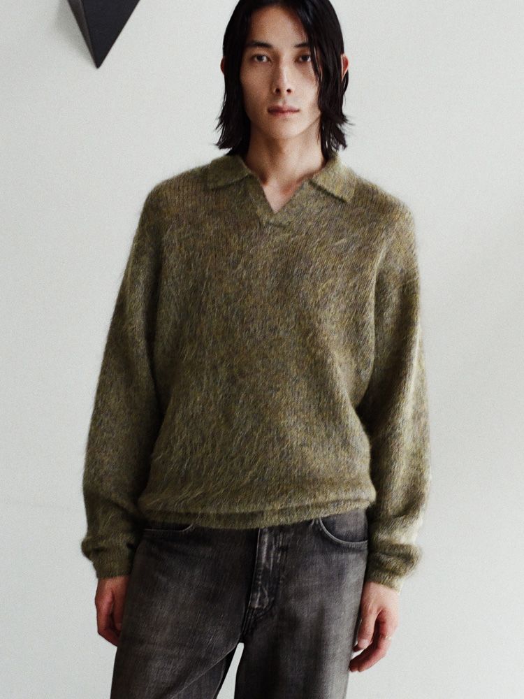 Kid Mohair Knit Polo