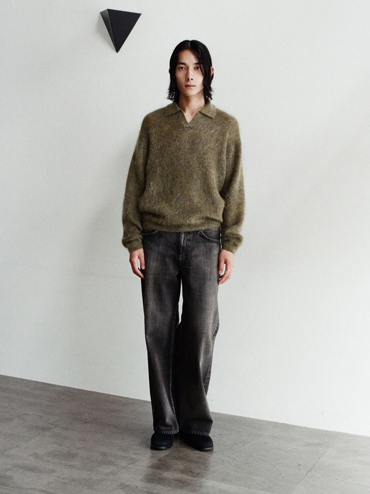 Kid Mohair Knit Polo