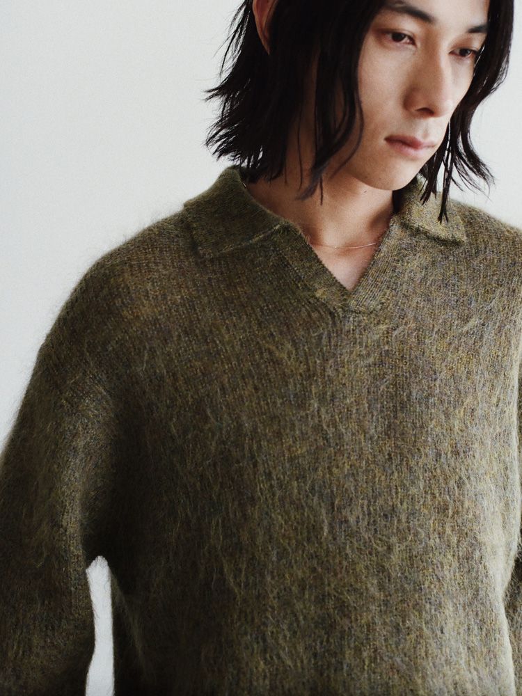 Kid Mohair Knit Polo