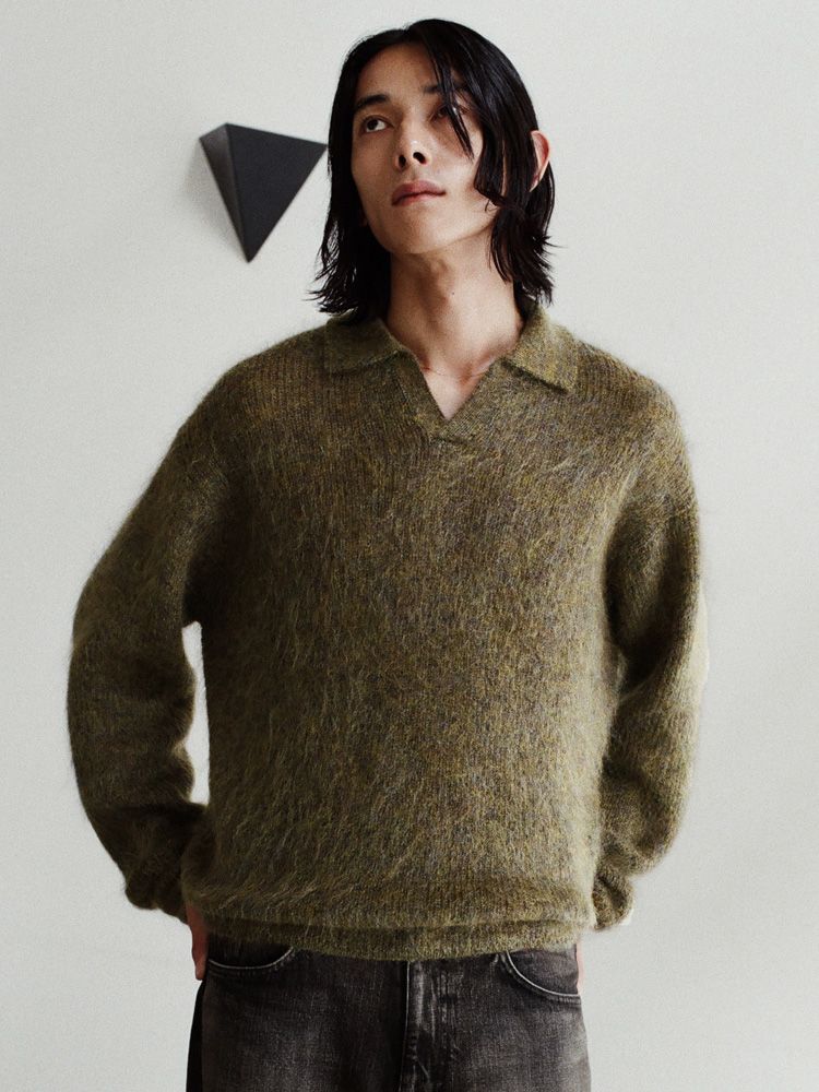 Kid Mohair Knit Polo