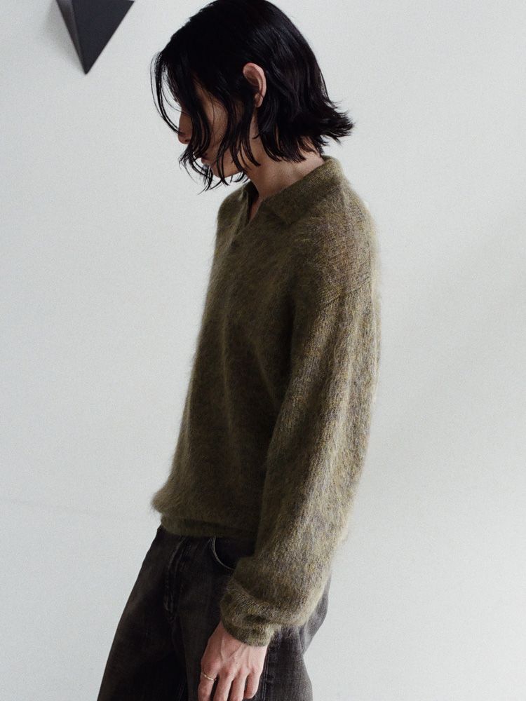 Kid Mohair Knit Polo