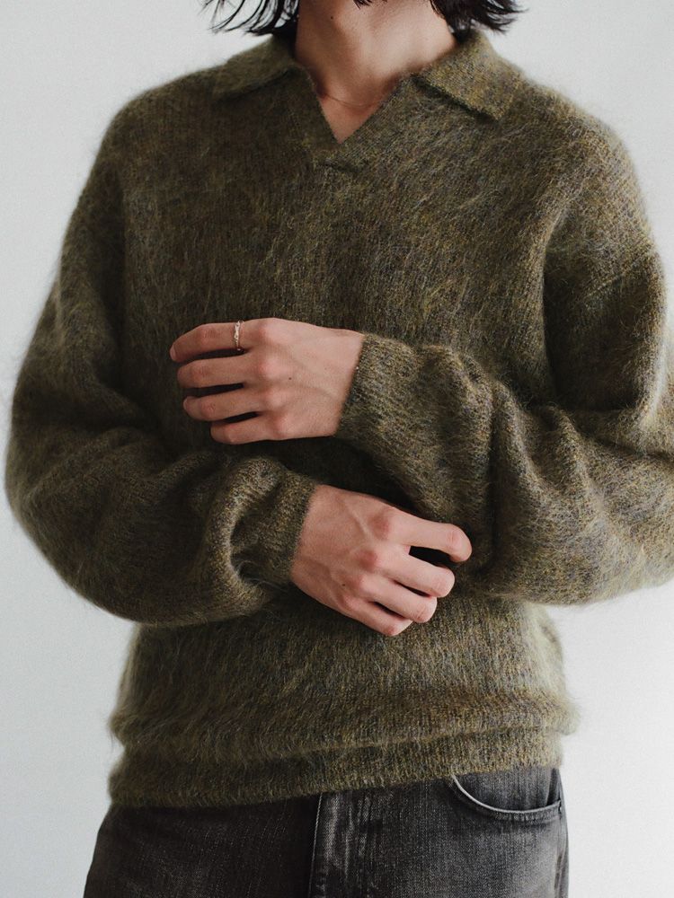 Kid Mohair Knit Polo