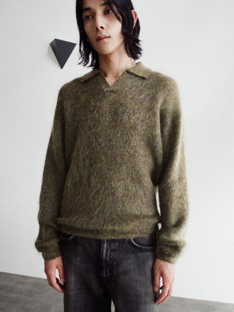 Kid Mohair Knit Polo