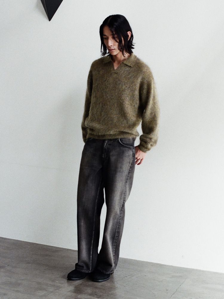 Kid Mohair Knit Polo