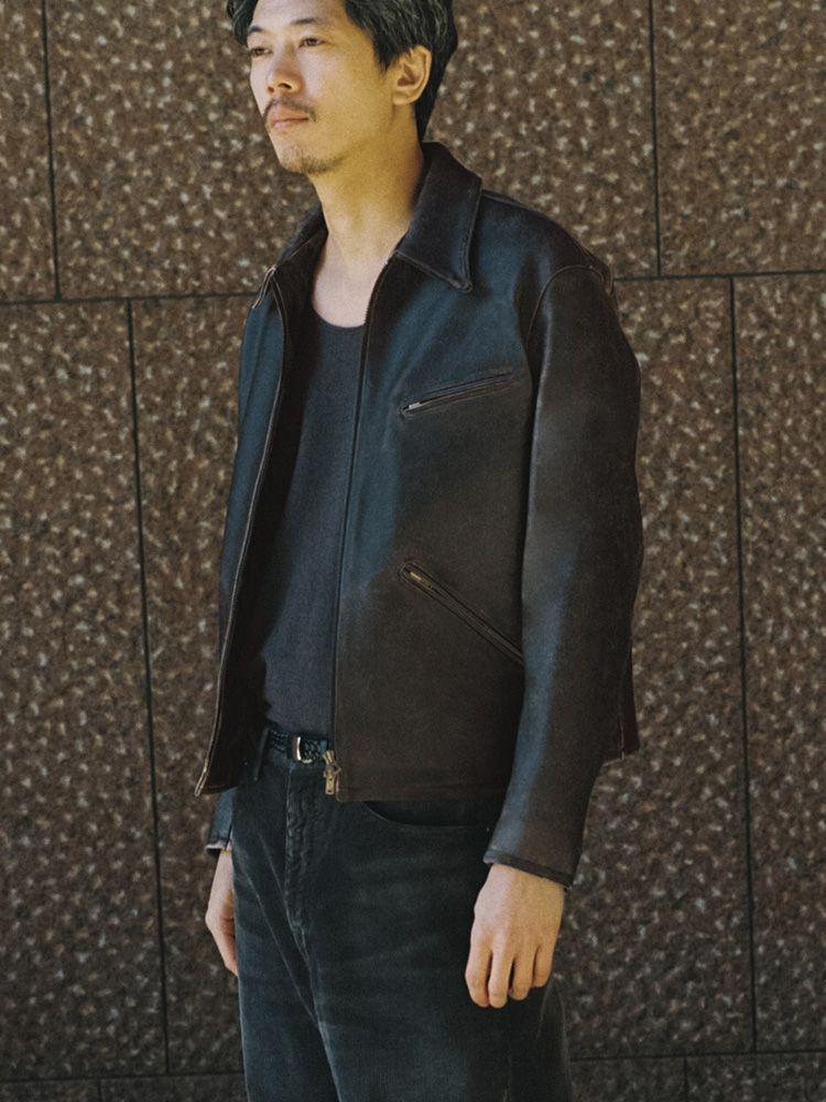 VINTAGE WASHED LEATHER ZIP