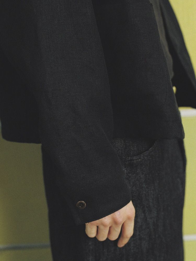 LINEN CROPPED CHORE JACKET