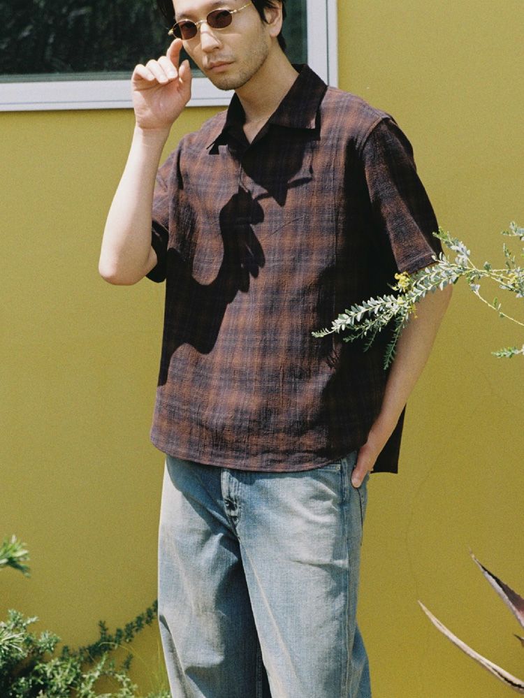 CREPE COTTON PLAID SHIRT