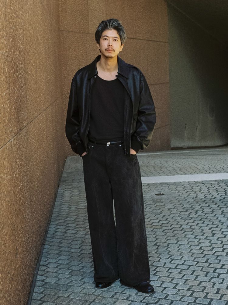 CRACK WASHED BAGGY DENIM PANTS