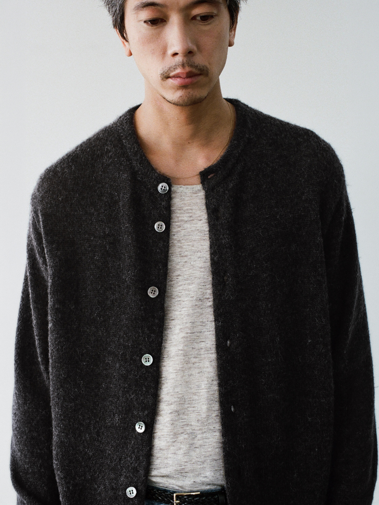 Alpaca Blend Crew Neck Cardigan