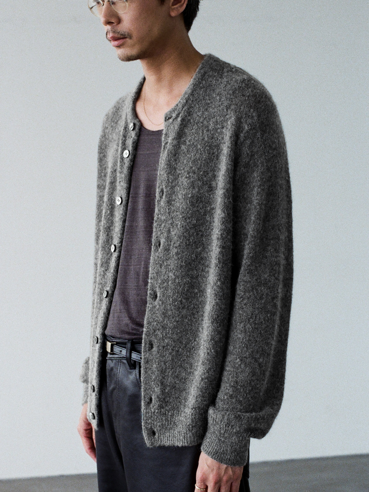 Alpaca Blend Crew Neck Cardigan