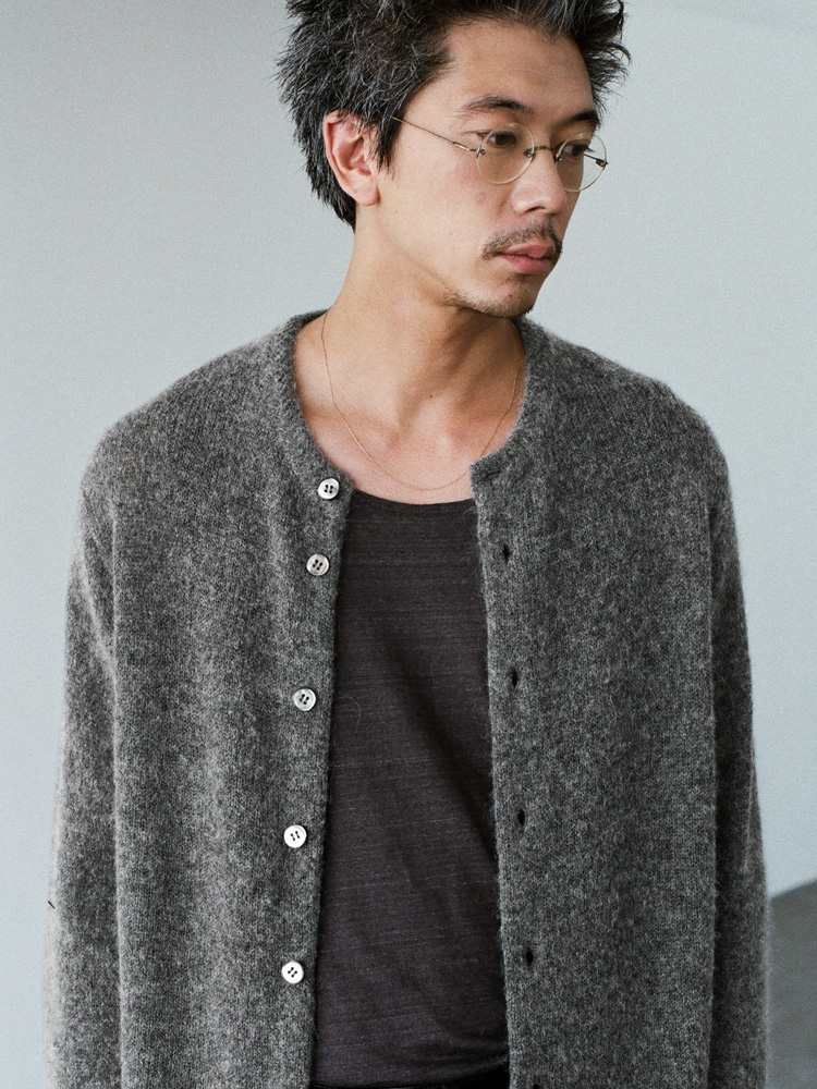 Alpaca Blend Crew Neck Cardigan
