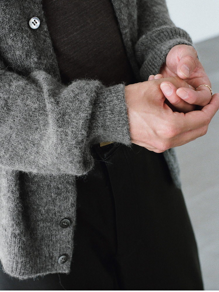 Alpaca Blend Crew Neck Cardigan