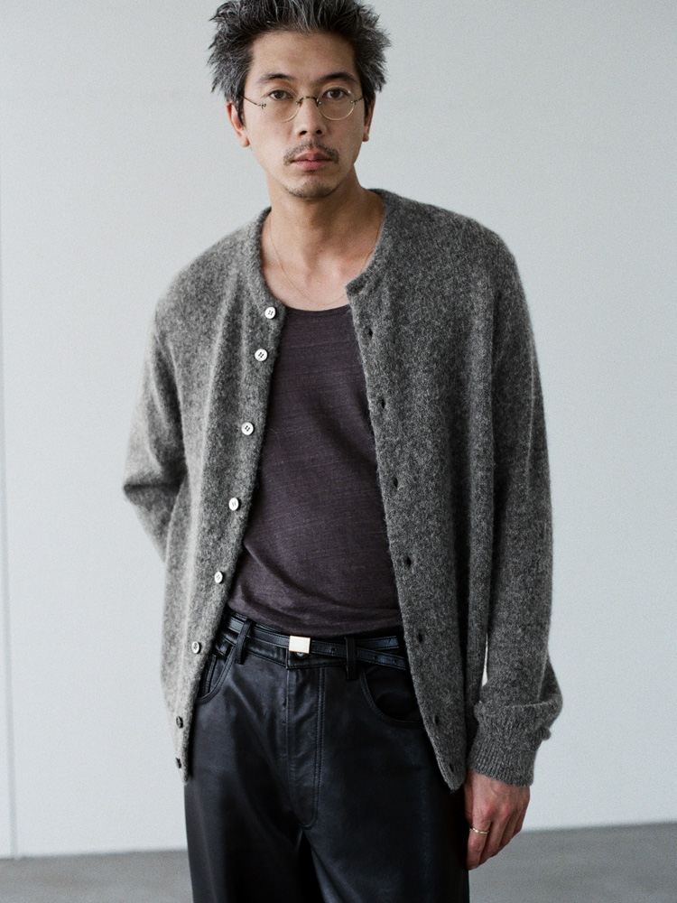 Alpaca Blend Crew Neck Cardigan