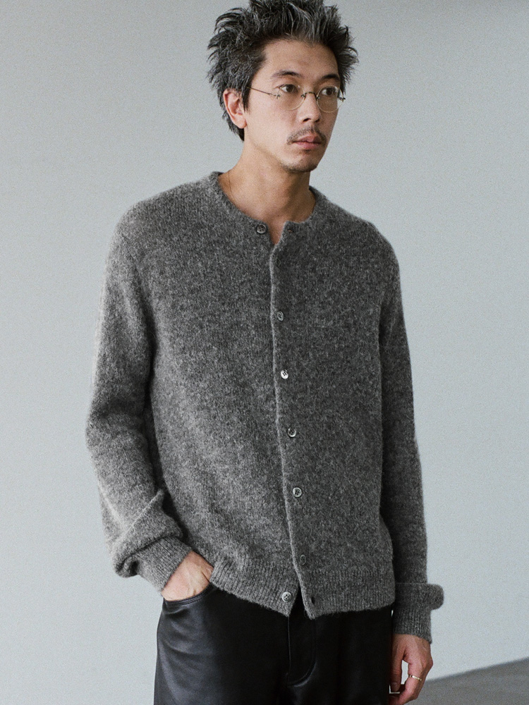 Alpaca Blend Crew Neck Cardigan