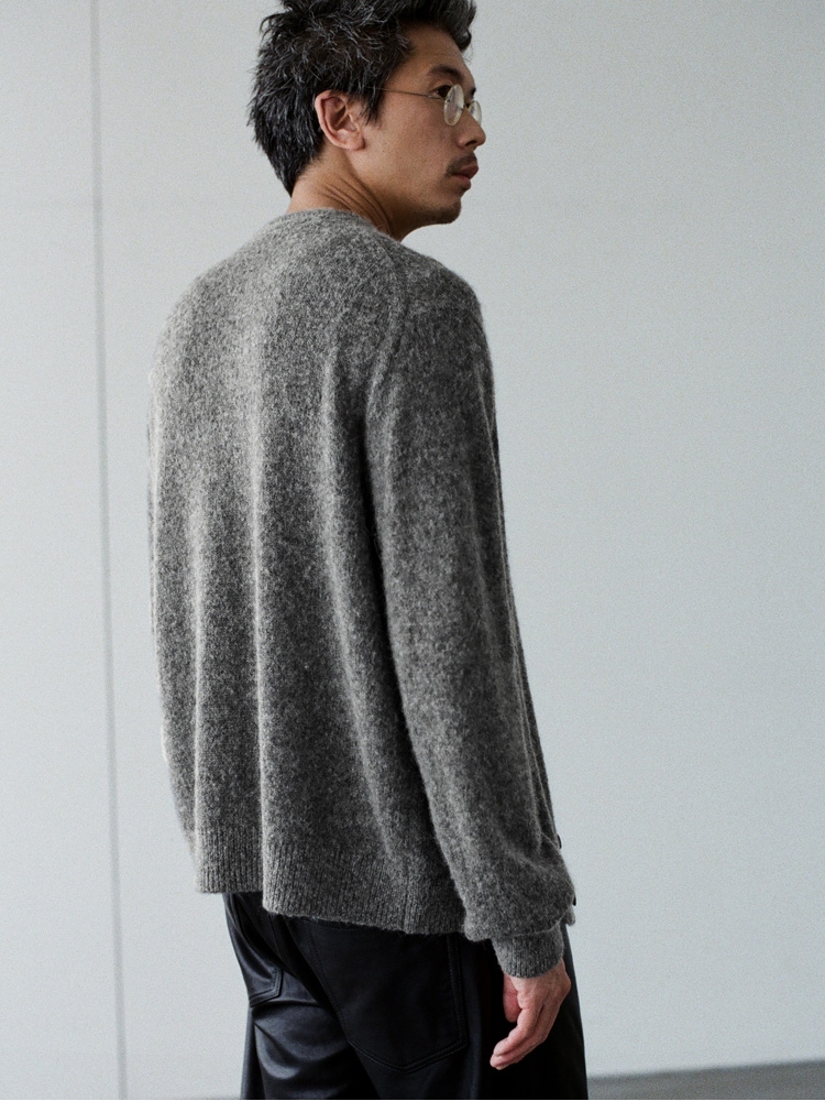 Alpaca Blend Crew Neck Cardigan